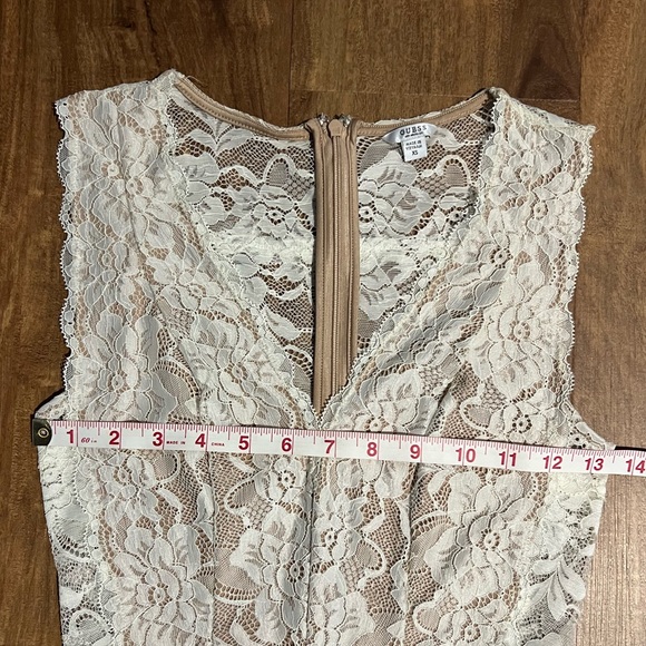 Guess Bodycon Floral Lace Mini Dress, Size XS, Nude/Off White - Picture 10 of 10